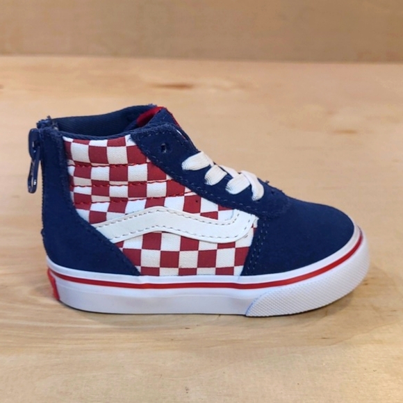 Vans Other - Vans Sk8-Hi Checkerboard Red Blue Kids Shoes